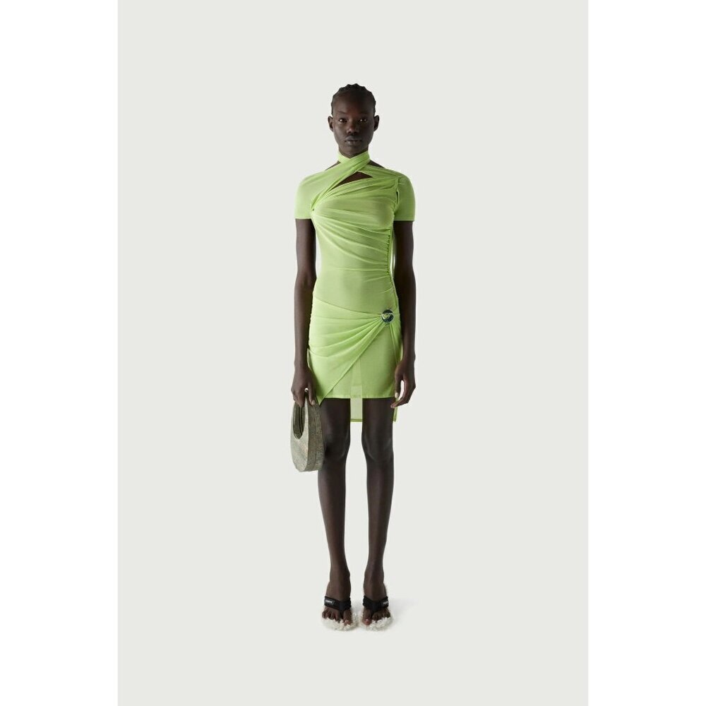 COPERNI Asymmetric Draped Mesh Dress in Anis New Womens - Picture 16 of 17